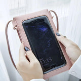 Transparent Touch Screen Cell Phone Bag PU Leather Shoulder Bag