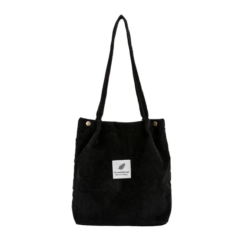 Women Corduroy Canvas Tote Handbag Reusable Shoulder Bag Girls Casual Shopping