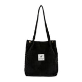 Women Corduroy Canvas Tote Handbag Reusable Shoulder Bag Girls Casual Shopping