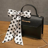 Solid Colors Crossbody Bag Retro Scarf Chain Handbag