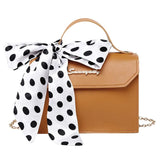 Solid Colors Crossbody Bag Retro Scarf Chain Handbag
