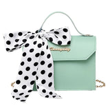 Solid Colors Crossbody Bag Retro Scarf Chain Handbag