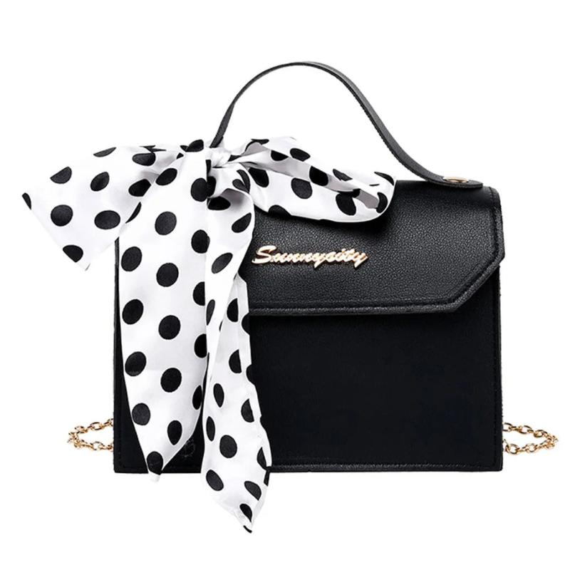 Solid Colors Crossbody Bag Retro Scarf Chain Handbag