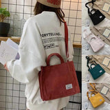 Corduroy Shoulder Bag Small Canvas Handbag Tote Female Crossbody Bag