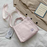 Corduroy Shoulder Bag Small Canvas Handbag Tote Female Crossbody Bag