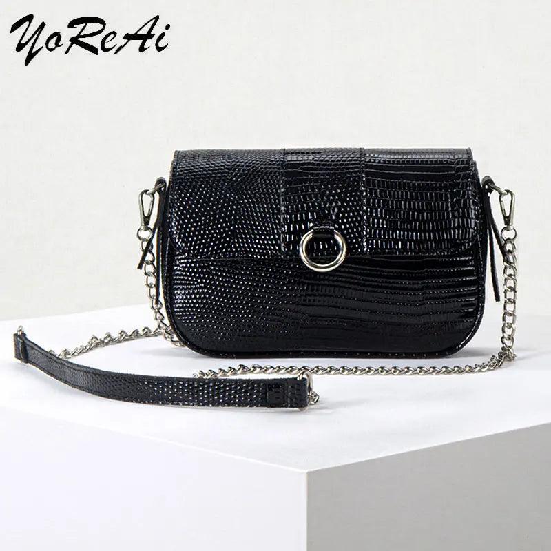 Women Leather Chain Crossbody Pack Shoulder Bag