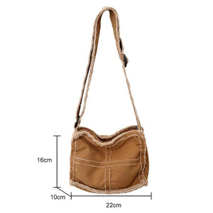Canvas Cross Stitching Hobo Bag Women Crossbody Shoulder Bag