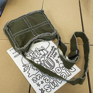 Canvas Cross Stitching Hobo Bag Women Crossbody Shoulder Bag