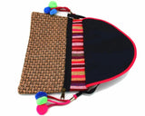 Vintage Hmong Tribal Embroidered Shoulder Bag with Pom Charm