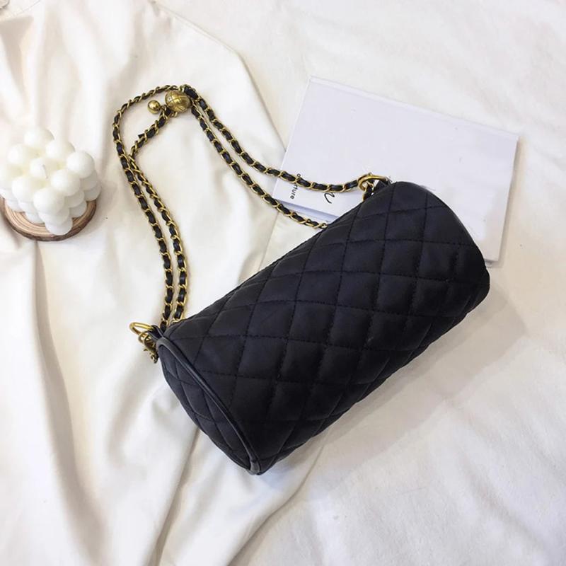 Plaid Nylon Messenger Bag Women Small Chain Shoulder Crossbody Handbag