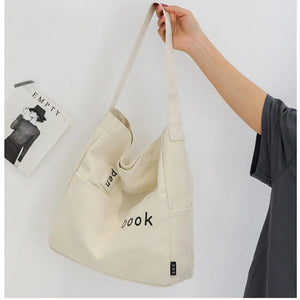 Canvas Shoulder Messenger Bag Large Capacity School Book Storage Handbag Tote