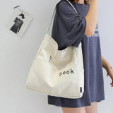 Canvas Shoulder Messenger Bag Large Capacity School Book Storage Handbag Tote