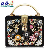 Red Rose Flower Beaded Women Shoulder Handbags Messenger Crossbody Bags