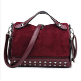 Women Faux Leather Shoulder Bag CrossBody Rivet Matte Tote