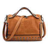 Women Faux Leather Shoulder Bag CrossBody Rivet Matte Tote
