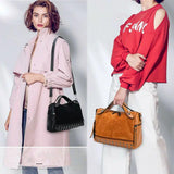Women Faux Leather Shoulder Bag CrossBody Rivet Matte Tote