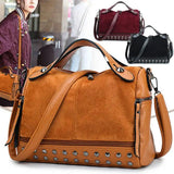 Women Faux Leather Shoulder Bag CrossBody Rivet Matte Tote
