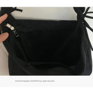 Female Canvas Drawstring Shoulder Bag for School