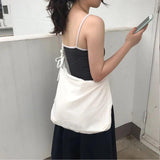 Female Canvas Drawstring Shoulder Bag for School