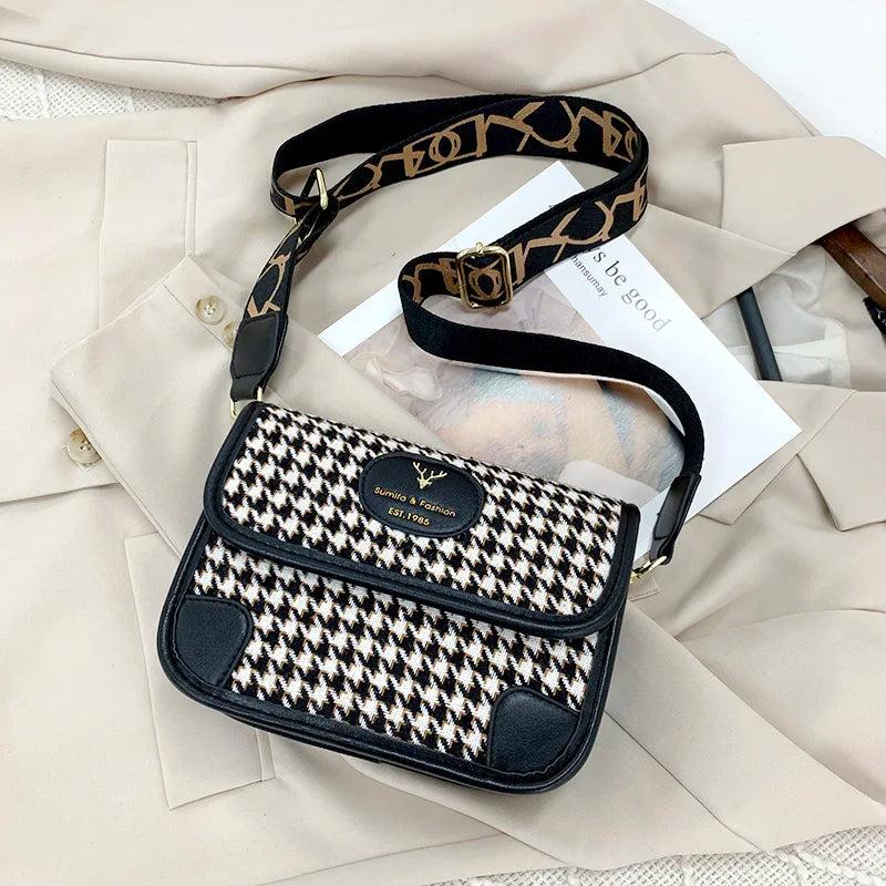 Plaid Shoulder Bag Warm Messenger Girls School Shopping Mobile Phone Bag