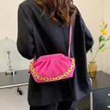 Soft Pleated Crossbody Bag Women Chain Messenger Handbag