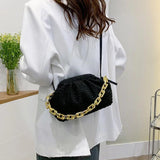 Soft Pleated Crossbody Bag Women Chain Messenger Handbag