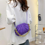 Soft Pleated Crossbody Bag Women Chain Messenger Handbag