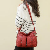 Leather Crossbody Bag Riveted Handbags Female Shoulder Totes Purse