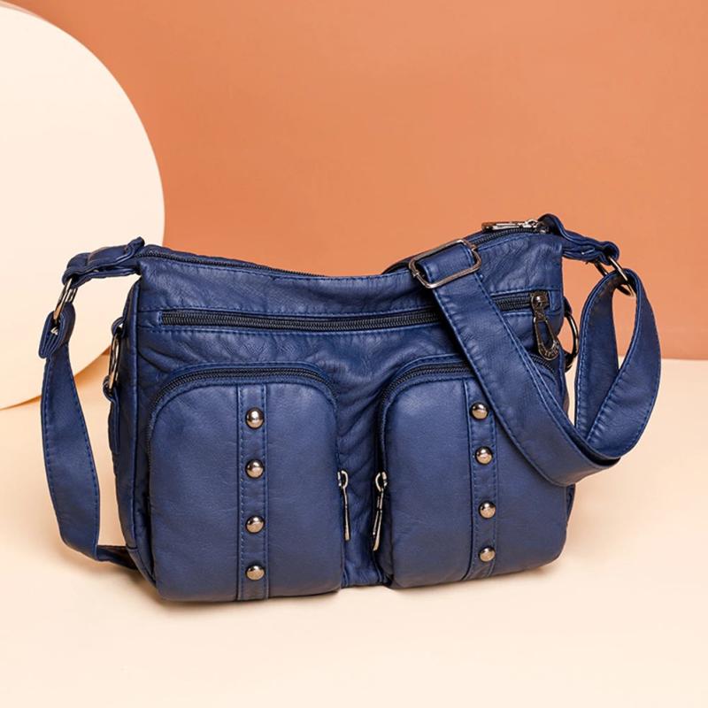 Leather Crossbody Bag Riveted Handbags Female Shoulder Totes Purse