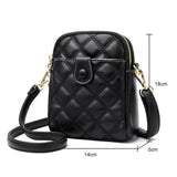 Quilted Rhombus Leather Messenger Handbag for Ladies - Phone Bags