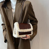 Retro Crossbody Bag Fleece Flap Shoulder Satchel
