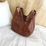 Retro Soft Leather Women's Tote Bag Multi-compartment Handbag