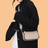 Vintage Leather Crossbody Bags Wide Strap Ladies Solid Handbags Soft Texture