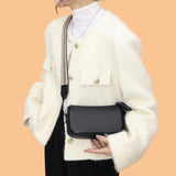 Vintage Leather Crossbody Bags Wide Strap Ladies Solid Handbags Soft Texture