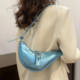 Stone Pattern Saddle Crossbody Bag for Women Eyelet Chain Handbags