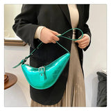 Stone Pattern Saddle Crossbody Bag for Women Eyelet Chain Handbags