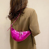 Stone Pattern Saddle Crossbody Bag for Women Eyelet Chain Handbags