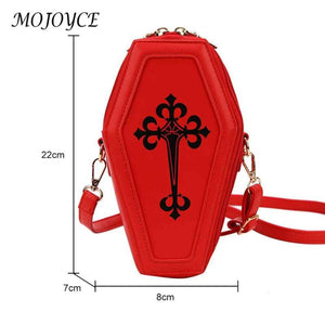 Gothic Messenger Pouch Coffin Shape Crossbody Handbag