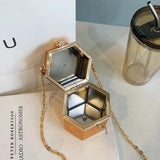 Mini Silver Metal Handbag Cigarette Case Purse Chain Shoulder Crossbody Bag