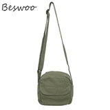 Canvas Shoulder Bag Solid Crossbody Bags Small Square Bag Satchels