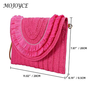 Vintage Straw Woven Envelope Bag Wallet Casual Portable Soft Solid