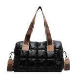 Plaid Shoulder Bag Space Cotton Handbag Women Large Capacity Contrast Tote Bags