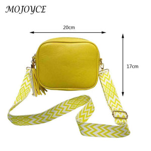 Shoulder Bag Tassel Female Handbags PU Leather Wide Strap Soft Portable Casual