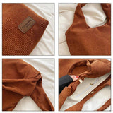 Corduroy Shoulder Bag Winter Large Capacity Totes Bag Women's Handbag
