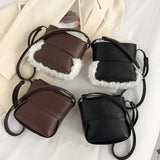Soft Plush Lamb Wool Handbag Winter Crossbody Bag PU Bolsa