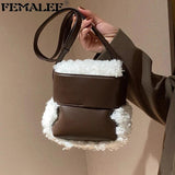 Soft Plush Lamb Wool Handbag Winter Crossbody Bag PU Bolsa