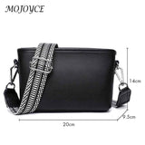 1st Layer Cowhide Crossbody Bag Wide Fabric Strap Women Handbags