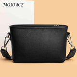 1st Layer Cowhide Crossbody Bag Wide Fabric Strap Women Handbags