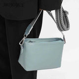 1st Layer Cowhide Crossbody Bag Wide Fabric Strap Women Handbags