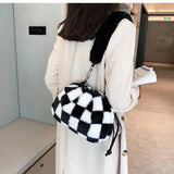 Drawstring Top-handle Ladies Handbag Faux Fur Messenger Purse Bag Tote Sac Main